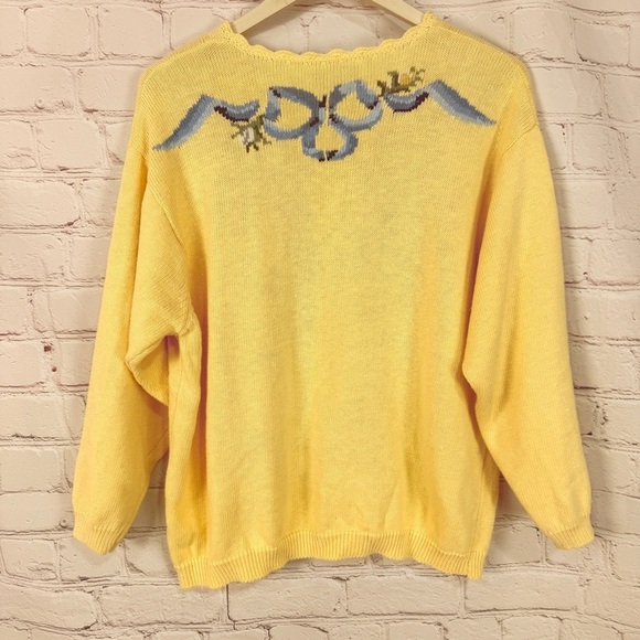 Vintage Susan Bristol Yellow Floral Knit Cardigan Sweater Cottagecore girlie - Picture 7 of 10